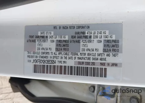 2019 Mazda Cx-5 Touring z USA, uszkodzony, nr VIN JM3KFBCM2K0663954